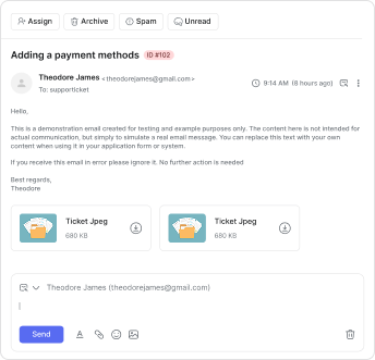 Email support inbox connected to AI chatbot conversations